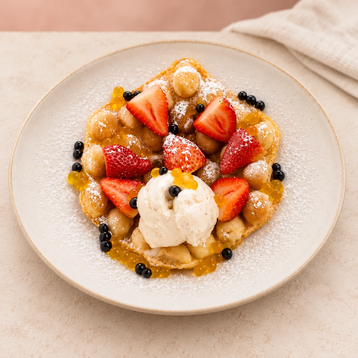 Burbu Esferas con fresas, helado y esferas frutales